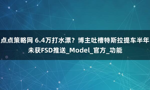 点点策略网 6.4万打水漂？博主吐槽特斯拉提车半年未获FSD推送_Model_官方_功能